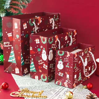 聖誕節 禮品盒 耶誕禮物 禮物盒 聖誕禮物 歡樂圣誕禮品袋紙袋手提包裝禮物紙袋平安夜新年圍巾袋子復古禮盒