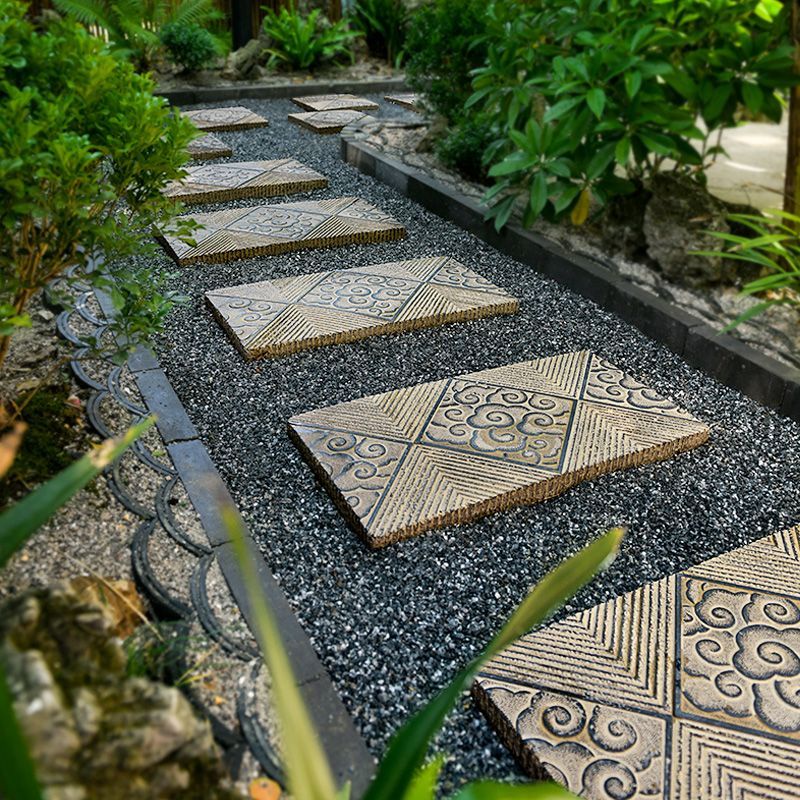 【石雕佈景】中式庭院花園方形鋪路石板仿古地磚戶外防滑草坪祥云腳踏石汀步石