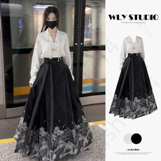 馬面裙 套裝 新中式 紅色敬酒服 國風 漢服女 成人款 漢服裙女生漢服改良漢服中國風大碼漢服常服仙女裝