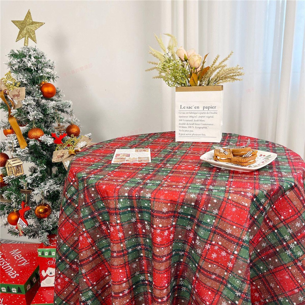 臺南免運◎韓國ins同款聖誕格子桌布DIY布料窗簾門簾野餐布擺拍背景家居裝飾