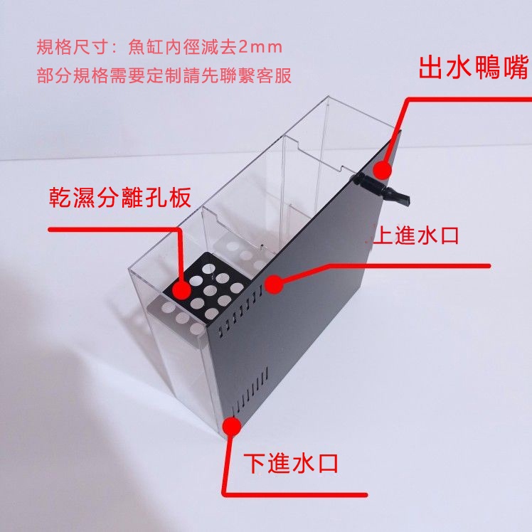 定製亞克力一體側濾盒魚缸背濾盒改造魚缸過濾可放蛋分nisaku01