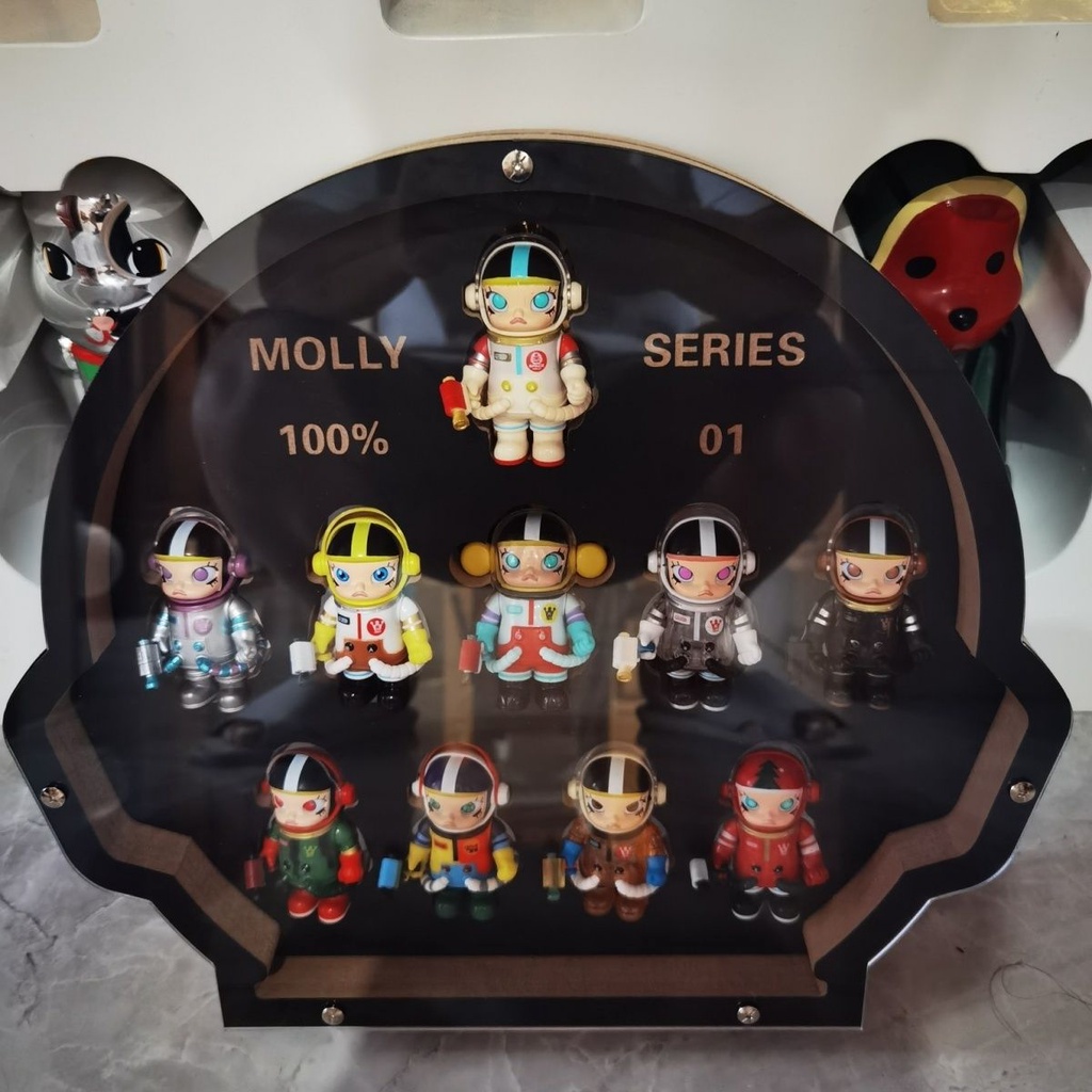 台灣新百利#泡泡瑪特100%Molly專屬展示板(不含娃娃)10格裝,尺寸45*35CM