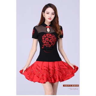💯秒殺價💯廣場舞服裝女拉丁舞衣套裝跳舞衣服舞蹈民族繡花女表演服拉丁摩登水兵舞春夏新款12