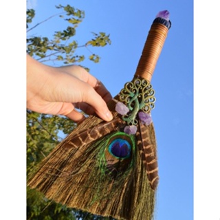WICCA WICCA紫水晶掃把 孔雀羽毛掃帚 儀式用品 魔法能量用品
