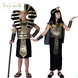 【萬聖節】埃及艷後cosplay服裝 兒童女孩萬聖節表演服裝王子法老王演出親子裝 派對洋裝 角色扮演Y