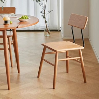 北歐實木巧剋力餐椅傢用小戶型日式櫻桃木書桌椅子新款簡約餐凳