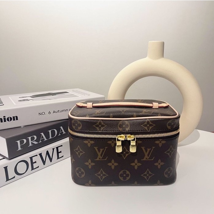 二手精品全新真品 LV MINI Nice 老花 Monogram 手提 拉鍊 化妝箱包 M44495