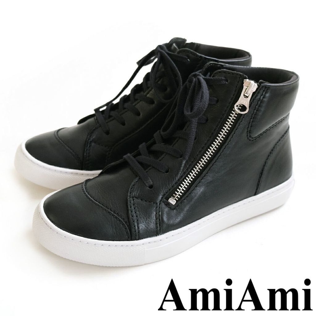 【AmiAmi】 女用側拉鍊真皮短靴 PO5351