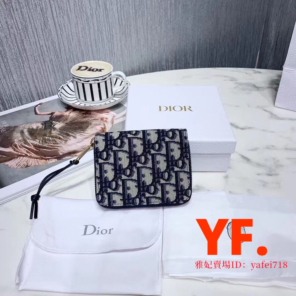 二手精品DIOR 迪奧 Oblique 帆布提花 短款 拉鏈錢包 卡包 零錢包 現貨