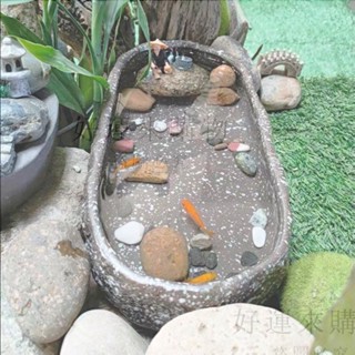 陽臺客廳古法養魚缸仿石頭水培池睡蓮碗蓮盆陶瓷睡蓮池