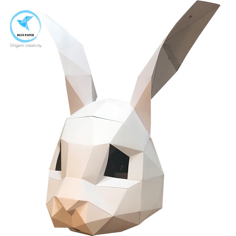 [爆款熱銷]可愛兔子動物紙模頭套創意成人手工diy面具結婚裝扮演出搞怪道具
