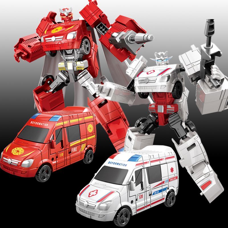 兒童變形金剛玩具男孩模型汽車機器人消防車救護車3到6歲生日禮物