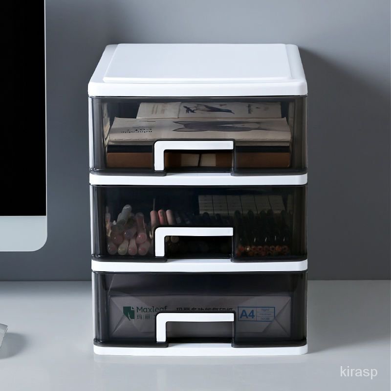 【熱賣】透明桌麵收納盒小抽屜式書桌上收納櫃塑料文具雜物箱迷你儲物盒子 VTED