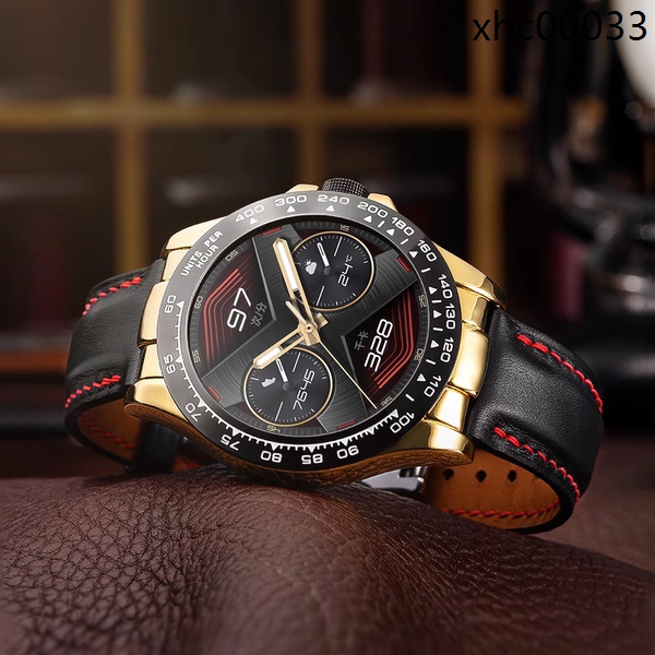 熱銷· momodiz適配華為Watch GT cyber錶殼閃變換殼牛皮錶帶保護殼手錶cyber合金不鏽鋼亮面錶殼迪通