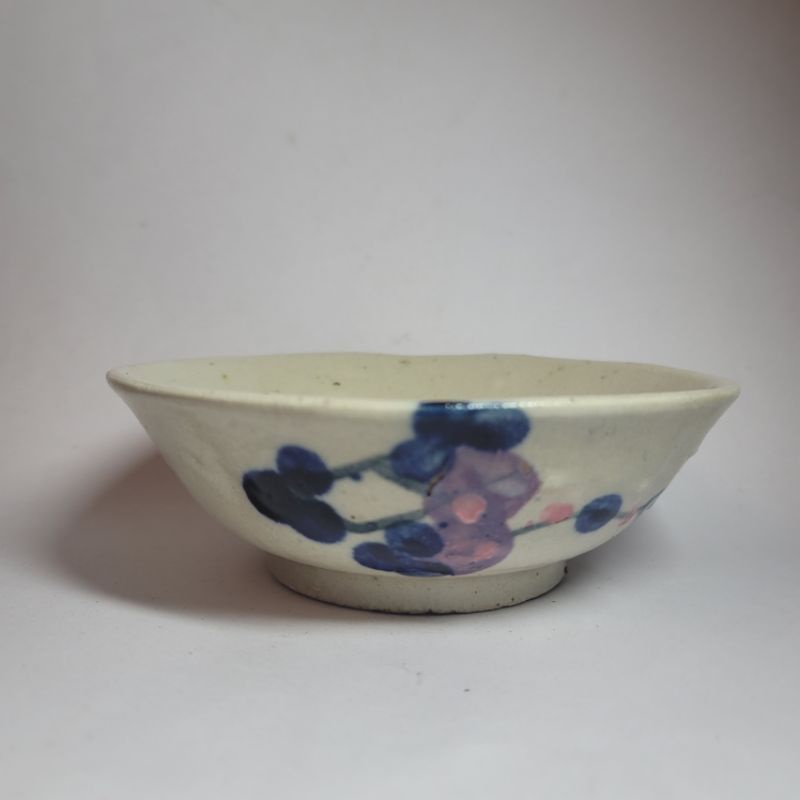 早期 台灣 老碗盤 手繪 胭脂紅 碗公 碗