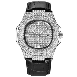 男款滿鑽水鑽石英滿天抖音金錶鍍金手錶 復古腕錶 300KLAB鑽錶嘻哈新說唱 男錶 (過去ahpW) 交換禮物 女錶