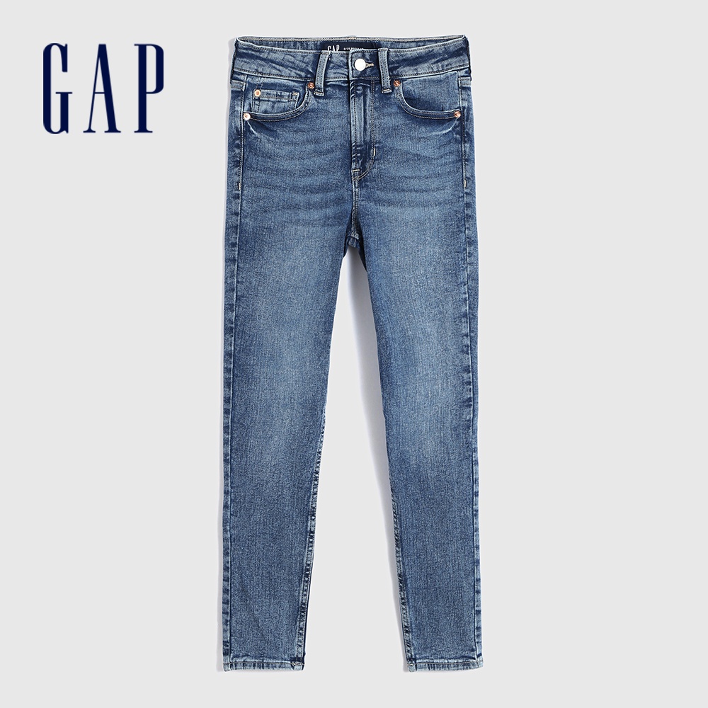 Gap 女裝 高腰彈力緊身牛仔褲-藍色(795776)