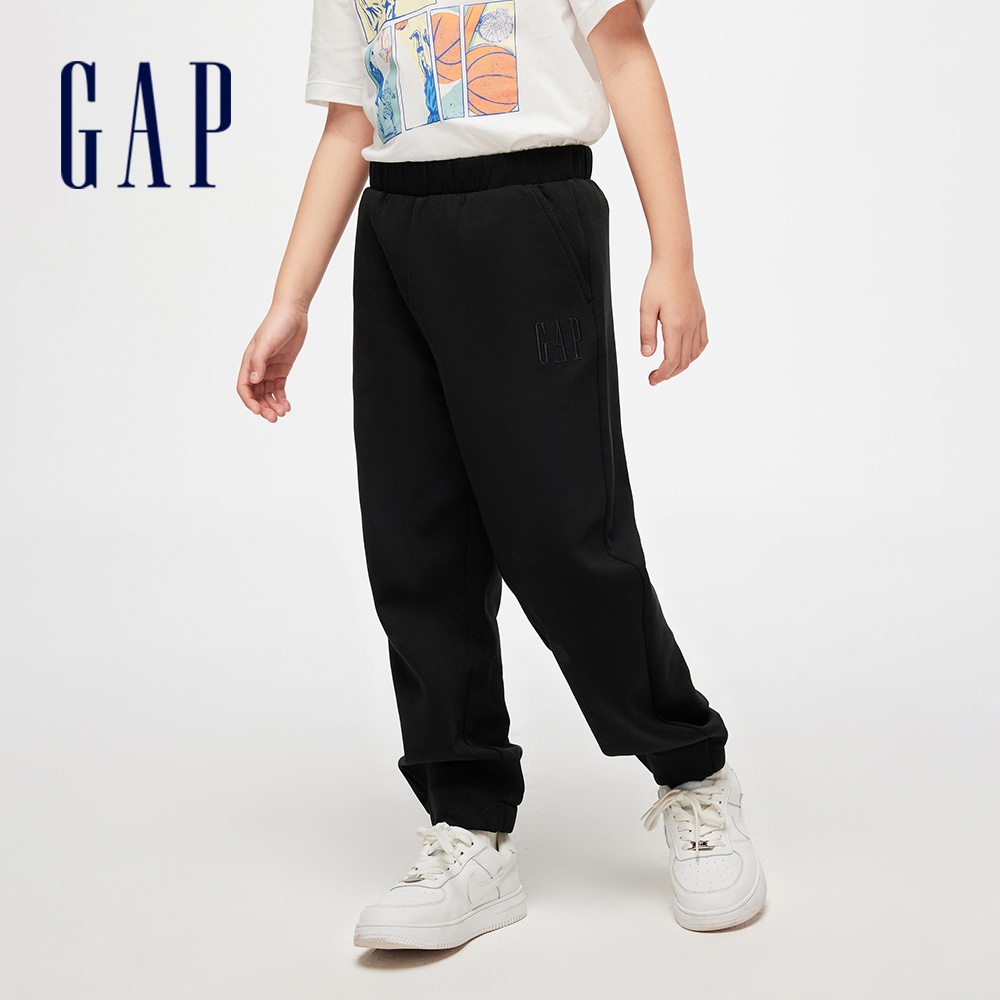 Gap 男童裝 Logo束口鬆緊褲-黑色(891704)