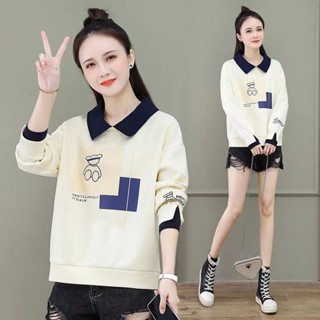 假兩件T恤女polo衫翻領衛衣女裝春秋季新款寬鬆洋氣秋冬加絨上衣