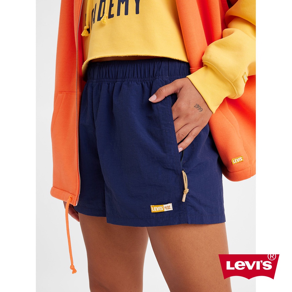 Levis Gold Tab金標系列 鬆緊帶闊腿休閒短褲 海軍藍 女 A3749-0010 熱賣單品