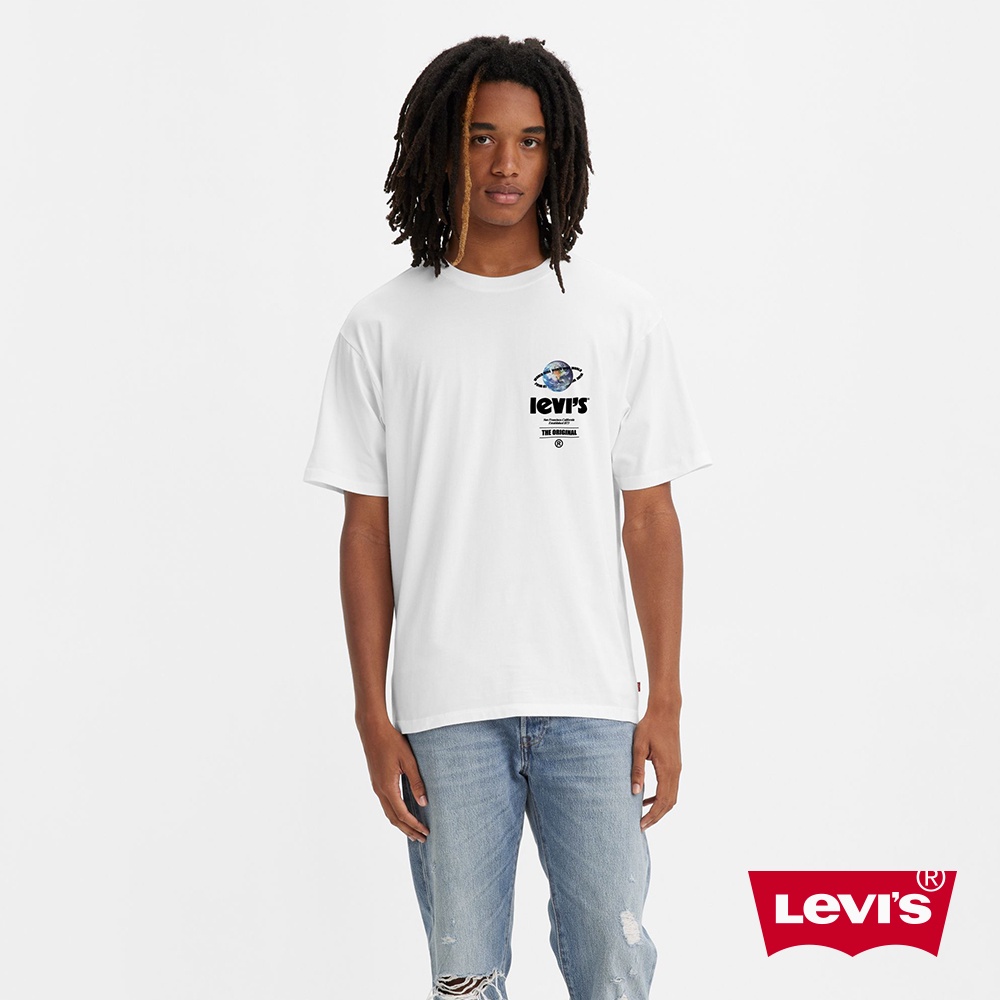 Levis 復古重磅寬鬆版短袖T恤 高密度膠印Logo / 370GSM厚棉 白 男 87373-0047 熱賣單品