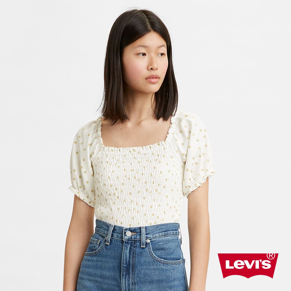 Levis 一字領碎花上衣 / 彈性中短版 女款A0800-0000 熱賣單品