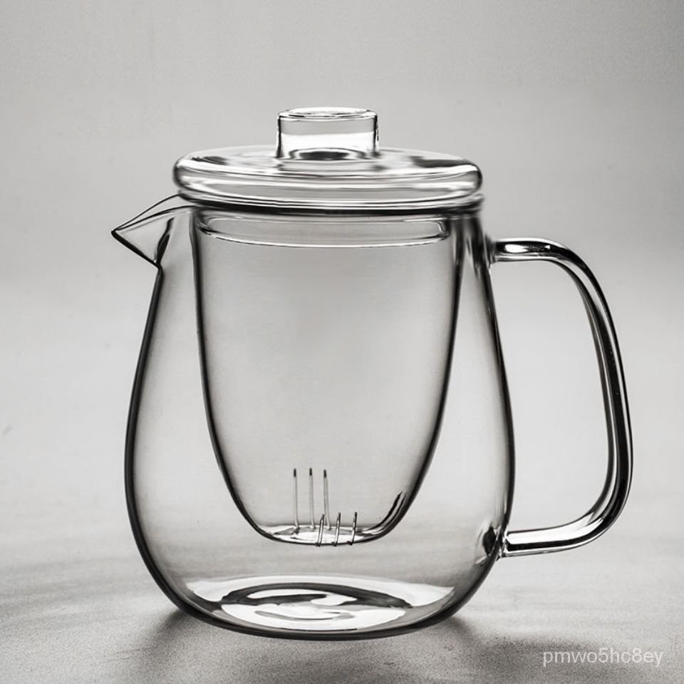 🔥店長推薦🔥加厚大企鵝玻璃壺 帶蓋三件杯 透明過濾水壺 花茶壺  功夫茶具 TQCM