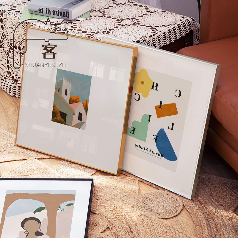 【貓貓客製】相框 鋁合金 現代 簡約 細邊 窄邊 正方形畫框 任意尺寸 可客製化 18吋 20吋 24吋 掛墻 擺放相框