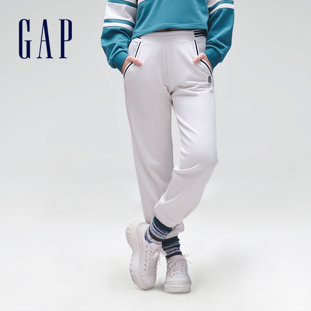 Gap 女裝 Logo束口鬆緊褲-灰白色(876137)