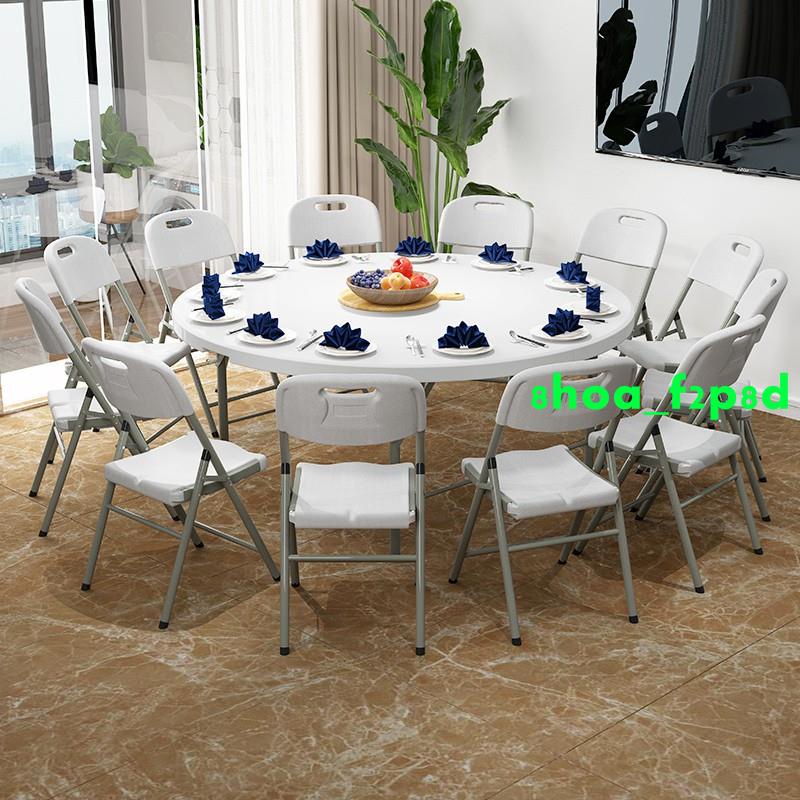 MIC折疊圓桌子 家用餐桌椅 戶外折疊桌 多功能8人塑料圓桌 桌子