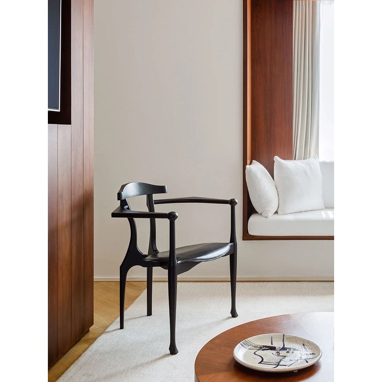 丹麥ALD設計師 中古實木白蠟木原木真皮餐椅靠背椅傢用休閒椅傢具