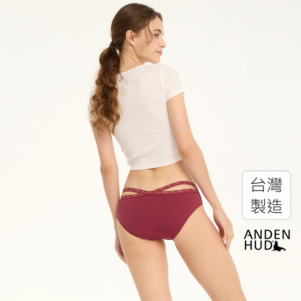 【Anden Hud】抗菌系列．交叉美臀低腰三角內褲(殷紅-Lucky緊帶) 純棉台灣製