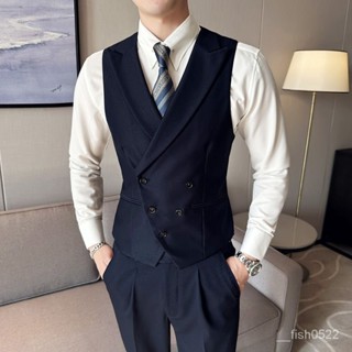 商務背心 西服內搭✨川崎先生✨大碼西裝馬甲男馬甲男戧駁領西裝婚禮新郎結婚伴郎團雙排扣修身商務職業領小馬夾 AGXK