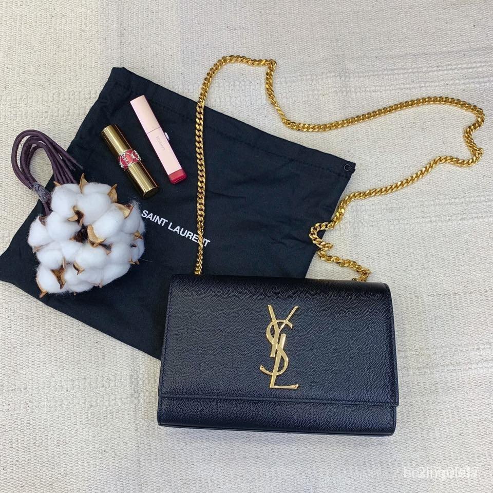 筱筱二手店YSL MONOGRAM系列魚子醬牛皮金屬LOGO金鍊肩背/斜背晚宴斜挎包斜背包單肩包側背包手提包