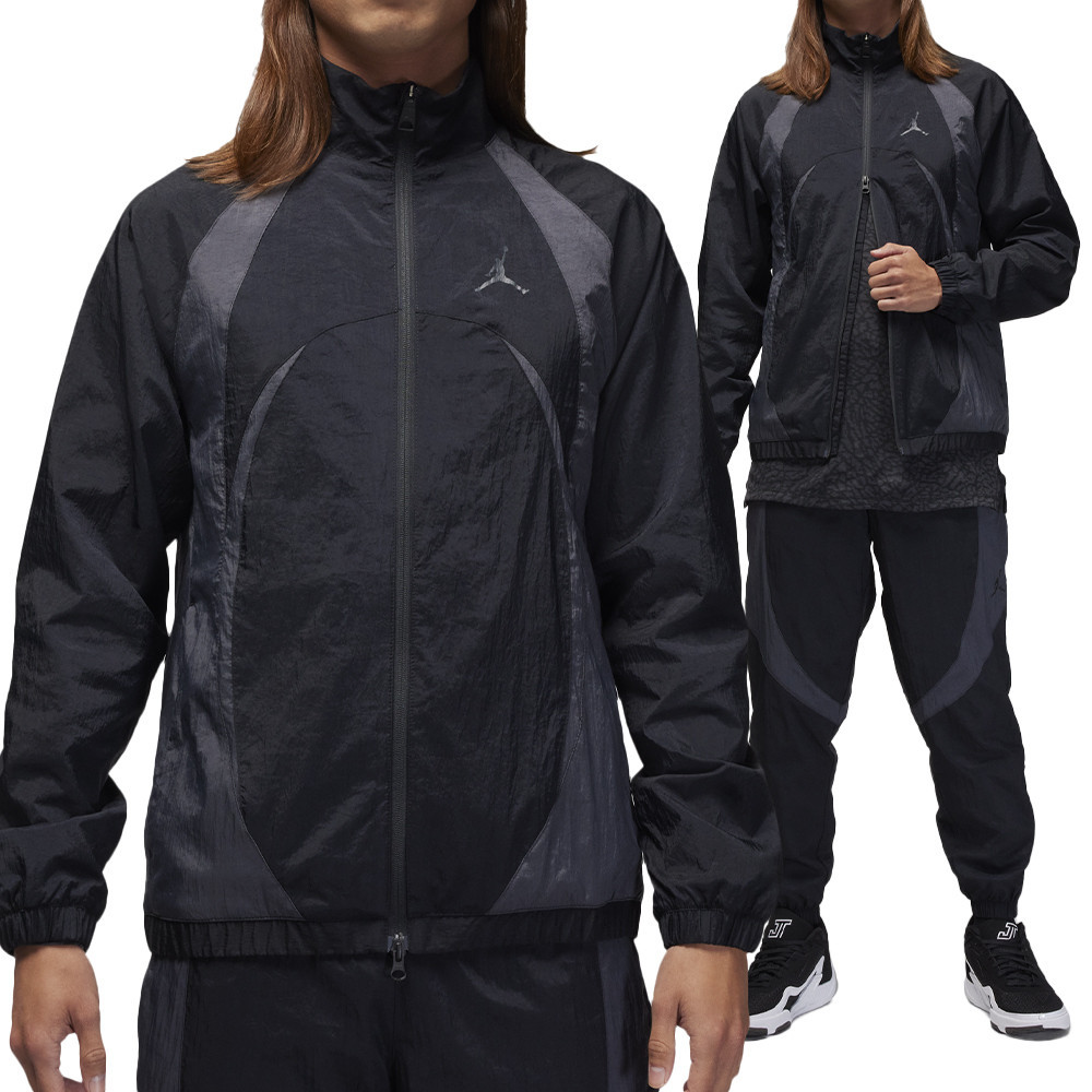 Nike Jordan 男款 黑灰色 立領 雙拉鍊 防風 風衣 運動 休閒 外套 FN5849-010