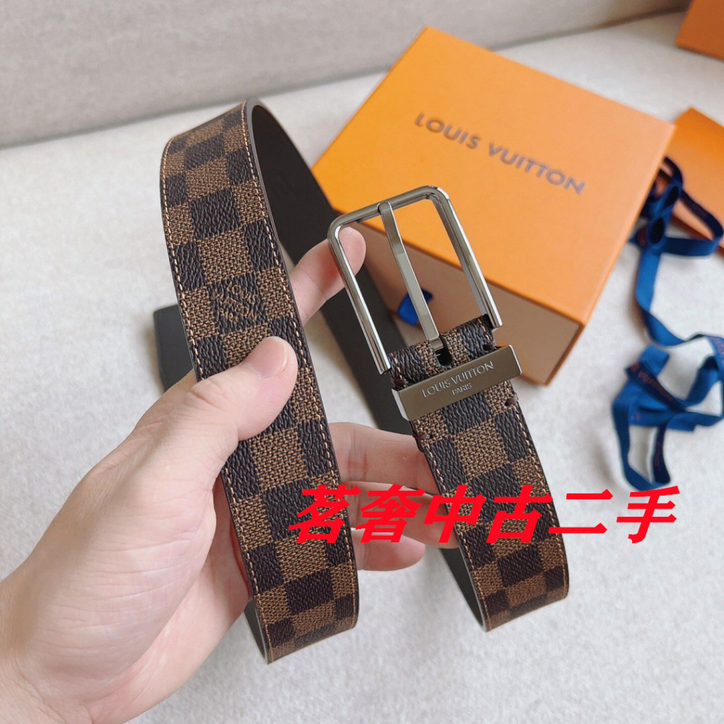 LV 路易威登 經典棋盤格 方扣 男士 皮帶 寬 3.5cm 腰帶 商務皮帶 M9401