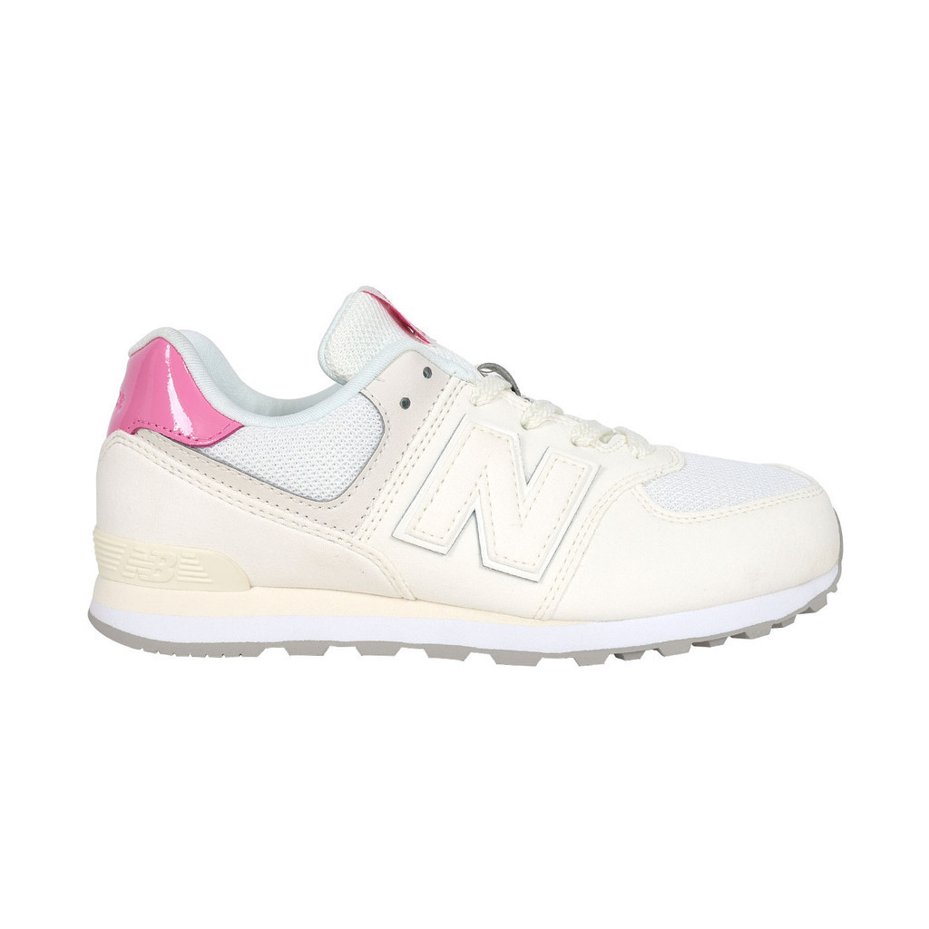 NEW BALANCE 女大童休閒運動鞋-WIDE( 574系列 NB 寬楦「GC5742BA」 米白粉紅