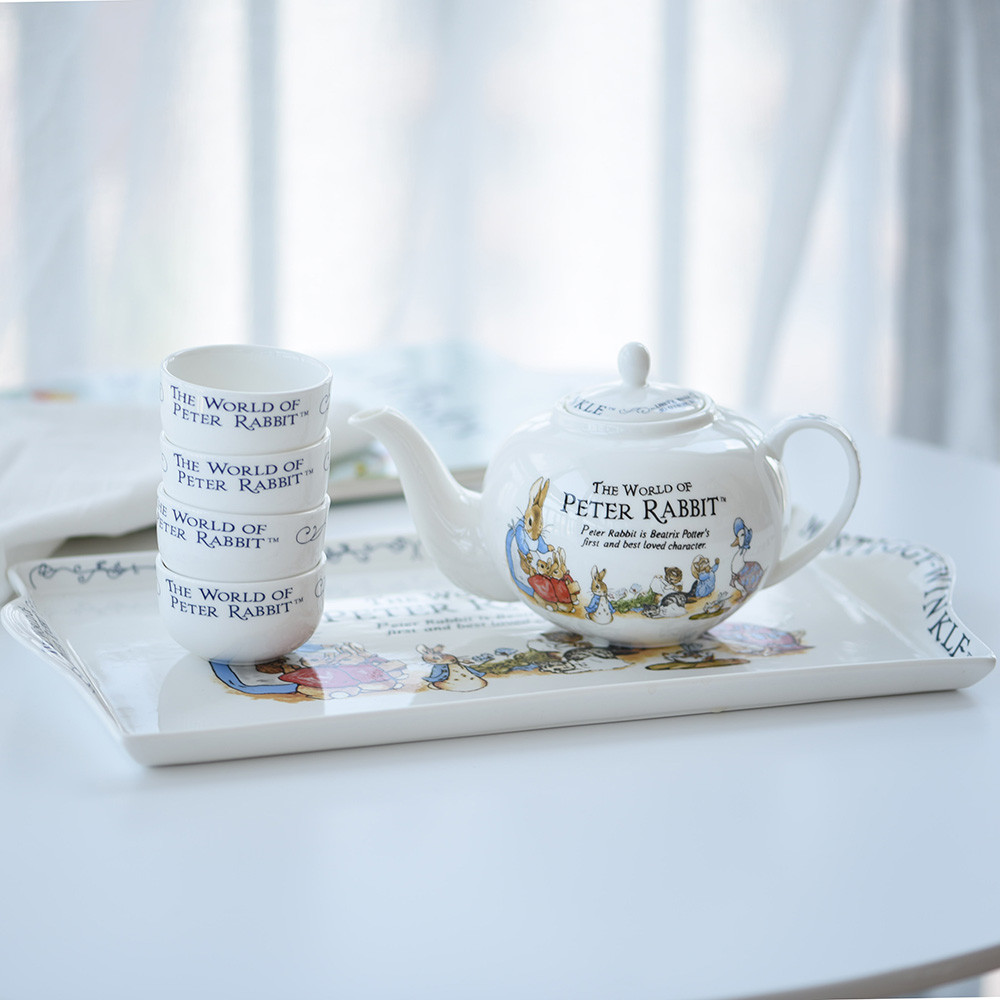 英國骨瓷創意可愛卡通彼得兔下午茶具套裝歐式陶瓷茶杯茶盤歐式-five0226
