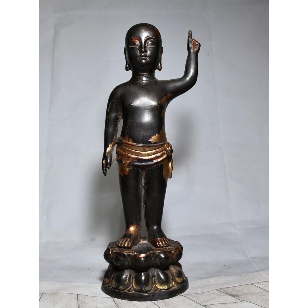 藏傳尼泊爾銅鎏金太子佛 浴佛太子 包漿自然老氣 做工精細大氣 收藏佳品 居家公司辦公擺件 高26cm重2.6斤T2608