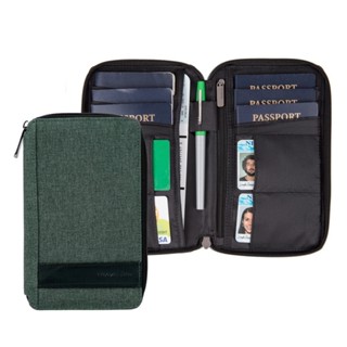 台灣現貨 美國《TRAVELON》拼接旅遊護照包(蒼綠) | RFID防盜 護照保護套 護照套 護照包 多功能收納包