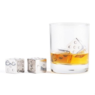 臺灣現貨 美國《Outset》附袋不鏽鋼威士忌冰石4入(骰子) | 飲料 冰塊 不稀釋不融化