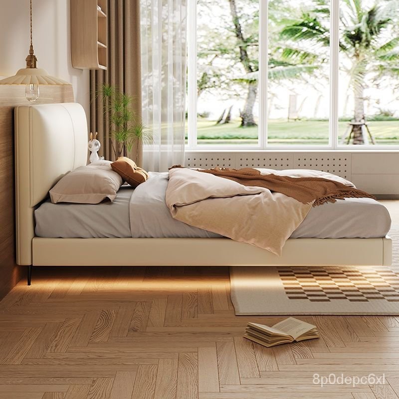 【🔥爆款🔥可開發票】超薄床頭床全實木懸浮床輕奢極簡小戶型齊邊床現代簡約可定製床架床架 床架雙人 懸浮床架