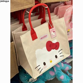 女卡通印花單肩包✨三麗鷗HelloKitty2024新款卡通手提包帆布印花凱蒂貓女購物袋