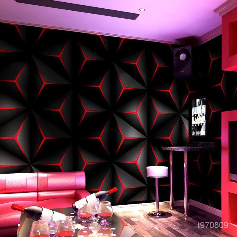ktv墻紙 歌廳閃光墻佈3d立體反光格子幾何圖案主題包廂背景墻壁紙