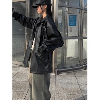 Codibook｜韓國 anyonemore 長版寬鬆皮夾克［預購］夾克 皮革外套 女裝