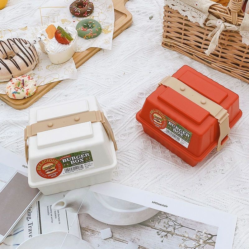 高顏值家用可加熱多功能便當盒日式漢堡收納盒三明治便當盒便攜式旅行餐盒小學生飯盒水果保鮮盒