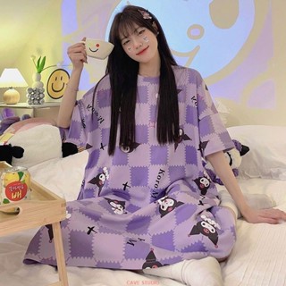 【免運】新品熱賣^^庫洛米睡衣女可愛短袖大碼胖mm2-300斤長款睡裙孕婦家居服可外穿
