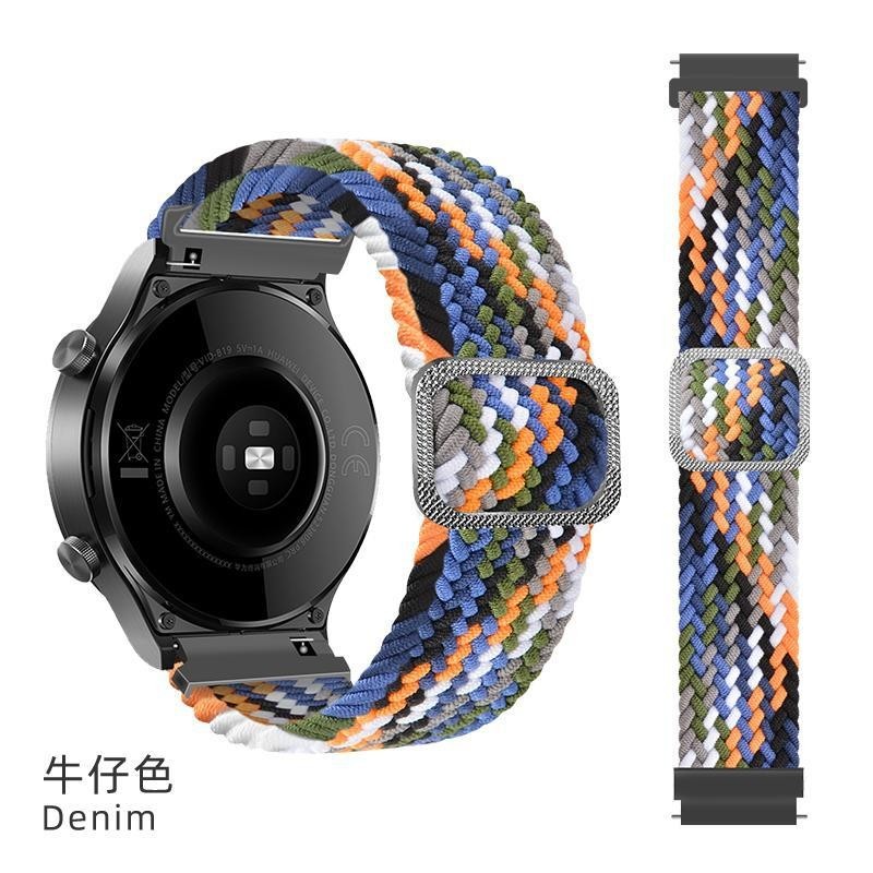 [FZ]適用watch3華為GT2pro單圈彈力編織卡扣款尼龍錶帶榮耀magic2 pro