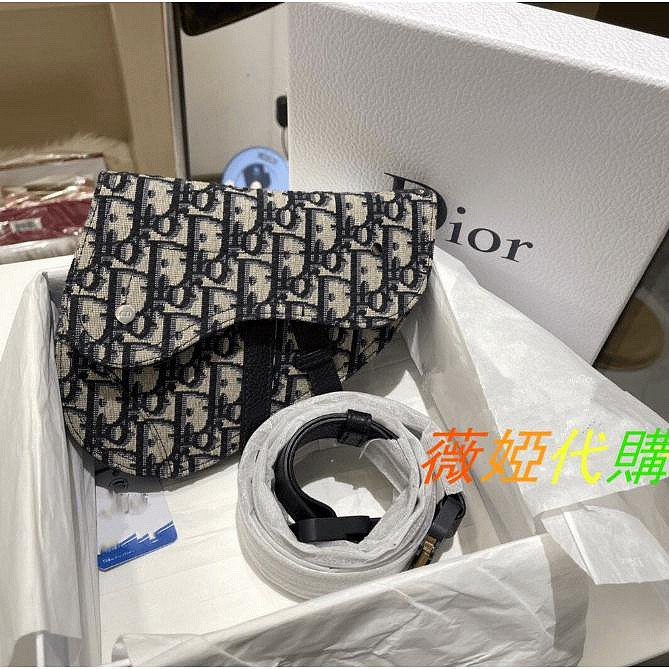 二手全新精品Dior 迪奧 Saddle 馬鞍包 Oblique 經典刺繡印花 腰帶 腰包 斜挎包 男女同款 牛仔藍色