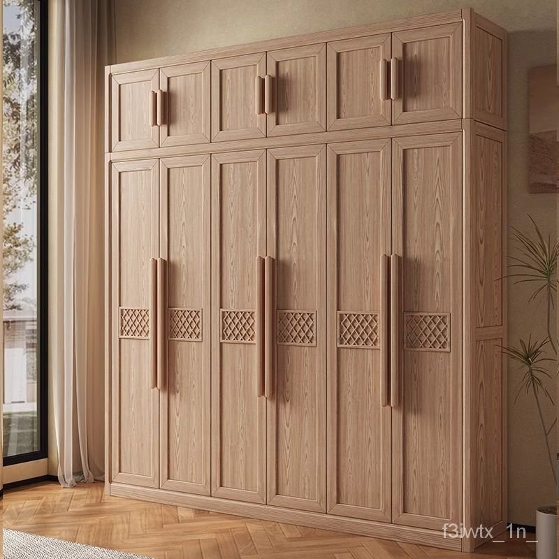 好物🍃現代簡約 白蠟木 高檔 實木衣櫃 對開門衣櫃實木收納櫃傢用臥室大衣櫥